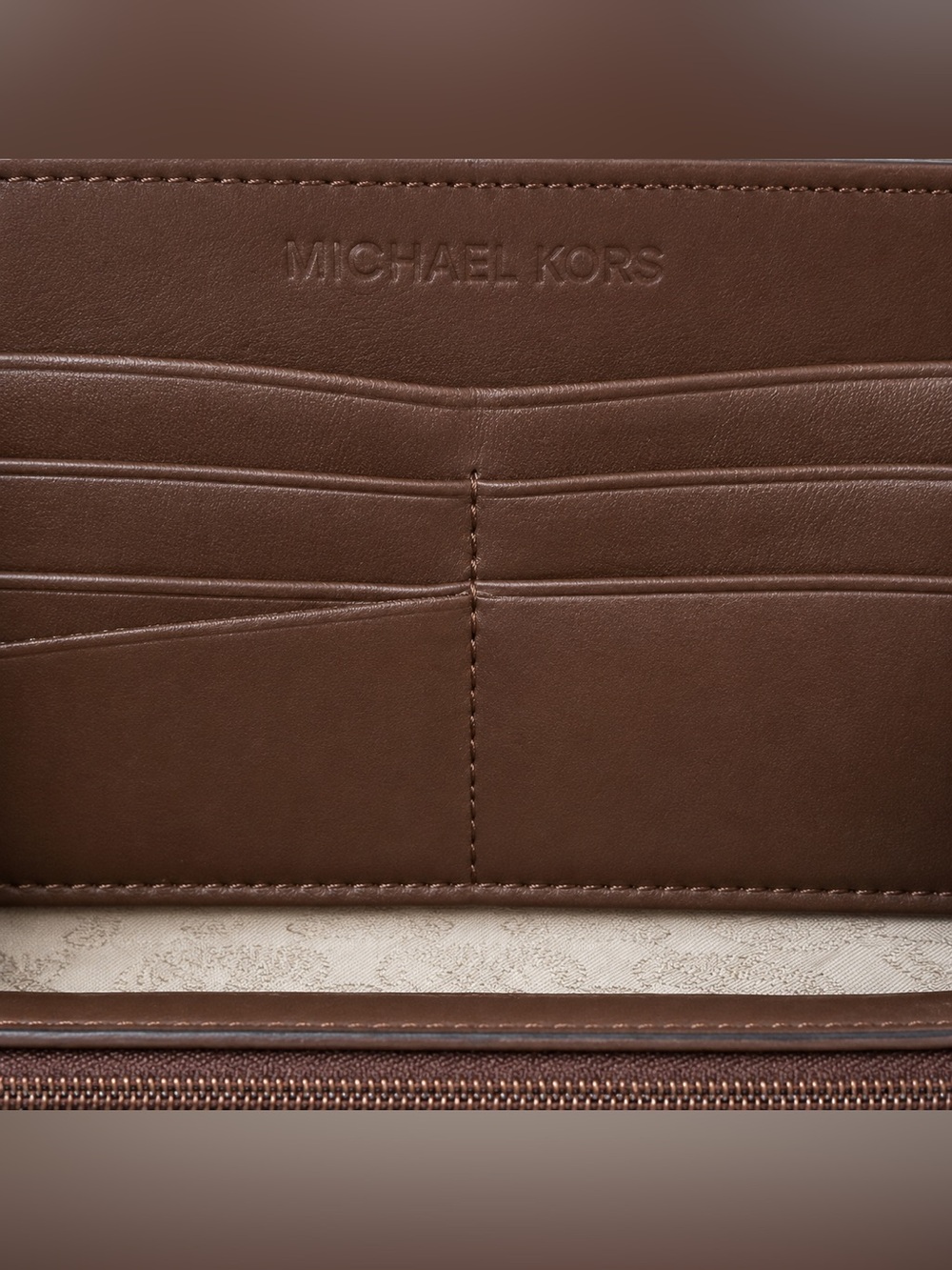 Michael Kors Jet Set Zip Around Wallet Brown Tan MK Logo | iPhone Pro Max Fits - Picture 3 of 4